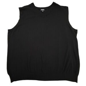KingSize Sweater Vest Mens 6XL Tall Black Cotton Wool Blend V-Neck Ribbed Trim